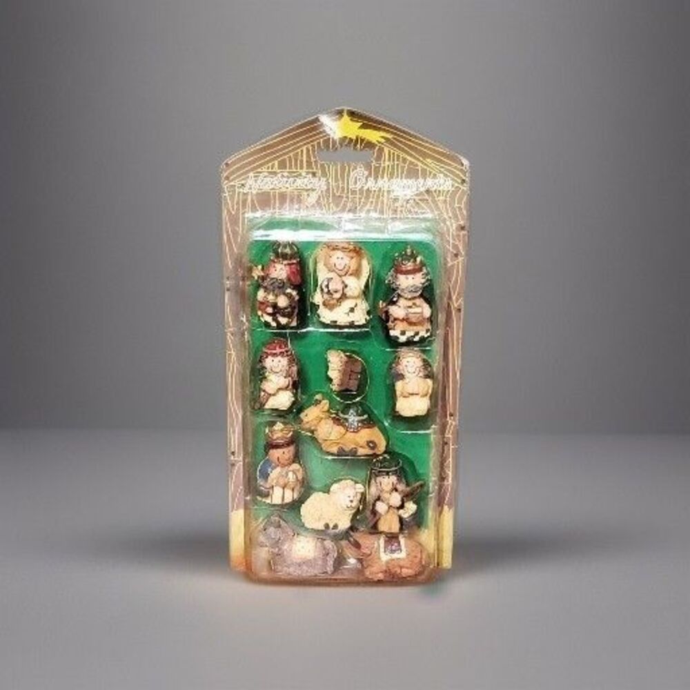 Vintage Kurt Adler Miniatures Nativity Ornament Set of 12 Santa's World New Xmas